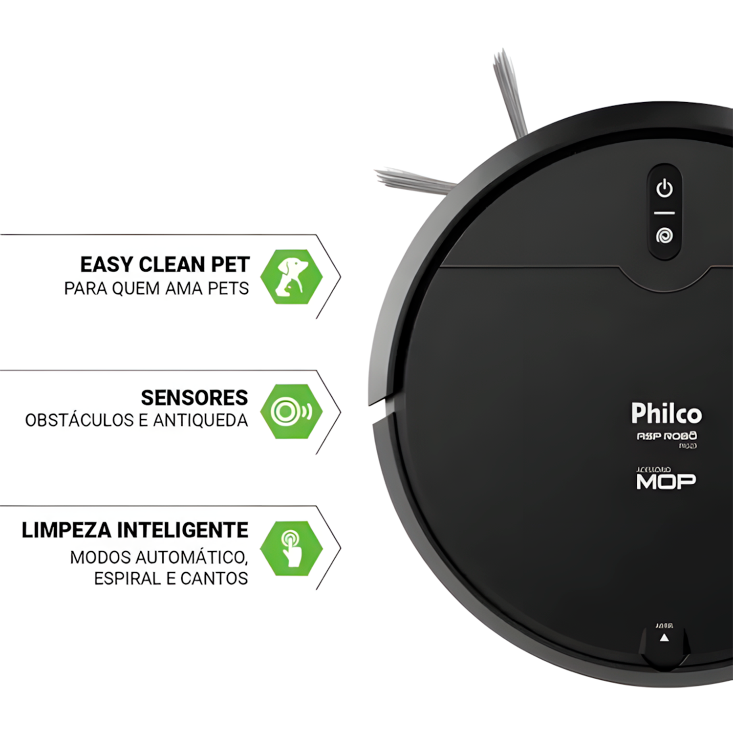 Robô Aspirador de Pó Philco PAS23 3 em 1 Bivolt 35W Robô Aspirador de Pó Philco PAS23 3 em 1 Bivolt 35W